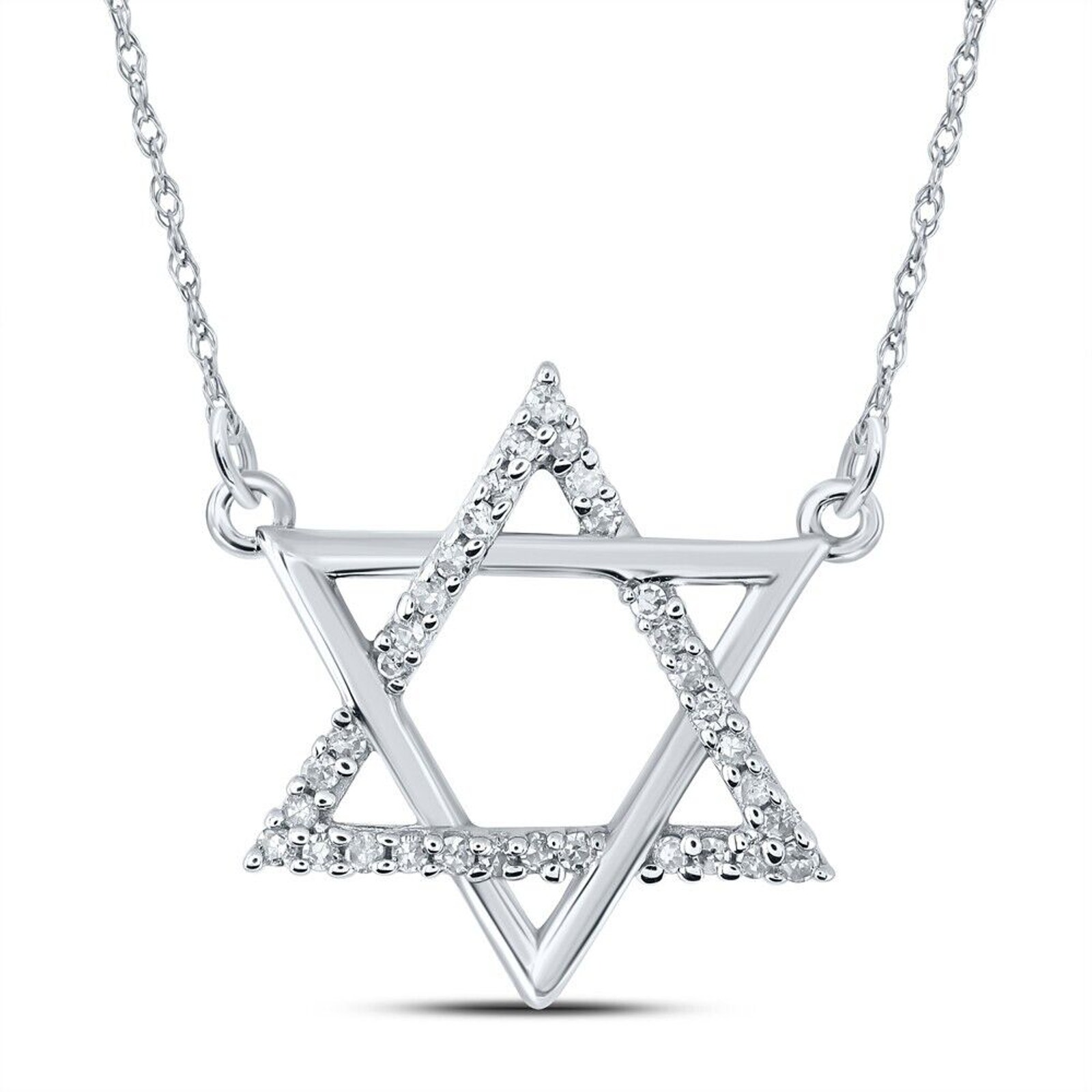 Diamond Star Of David Pendant Necklace 10k White Gold 319$